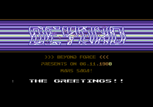 A crack intro by Beyond Force (1988).