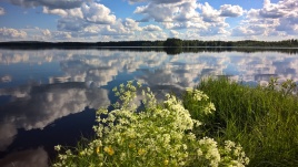 Suomalainen järvimaisema kesäpäivänä.