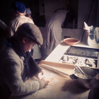 A child drawing a picture.