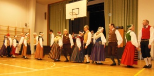 Dancers in folk dresses.