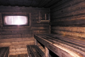 Empty wooden sauna.