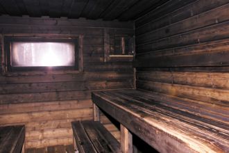 Empty wooden sauna.