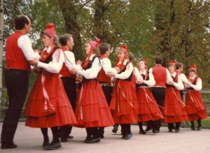 Dancers in folk dresses.